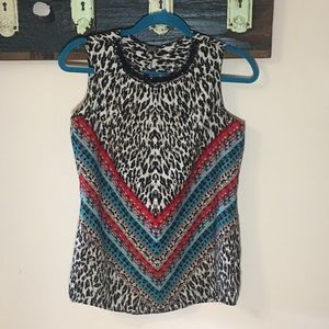 2/$25 Point Zero Nicole Benisti Leopard Print Blouse Size Small
